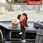 Kissing Couple - Personalized Car Hanger, Gift for Couple