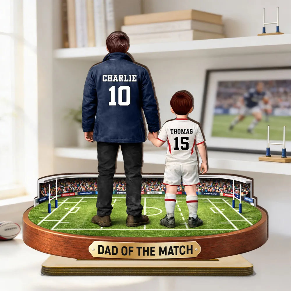 Dad Of The Match Rugby - Personalised Wooden Plaque - Gift For Rugby Dad
