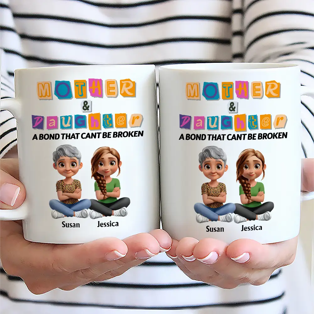 3D Effect Mother And Daughter Paper Cut Letters - Personalized Mug