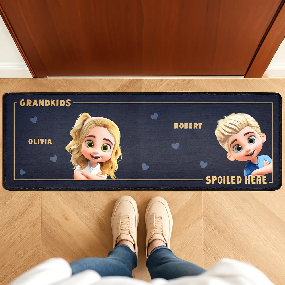 3D Effect Grandkids Spoiled Here - Personalized Runner Rug