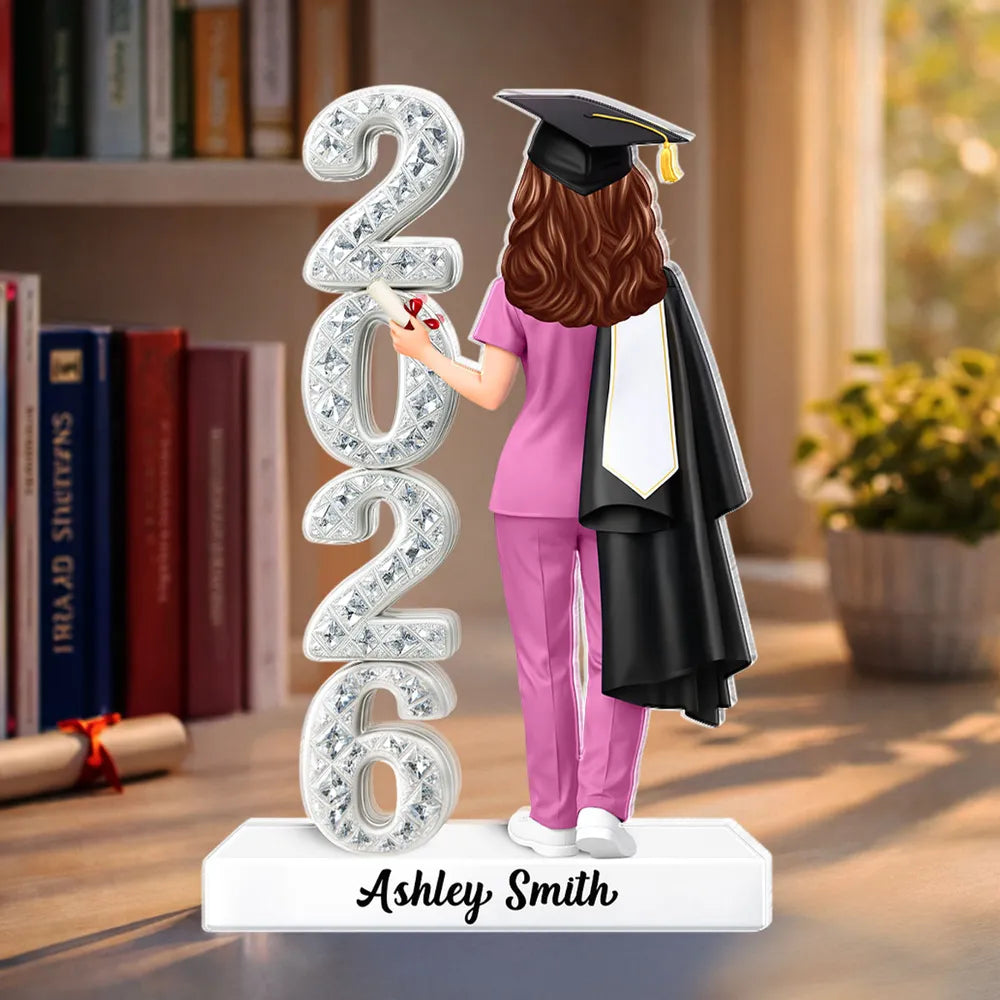 Nurse Senior 3D Crystal Effect 2026 - Personalized Acrylic Block Plaque - Graduation Gift For Seniors, Daughter, Son, Grandkids