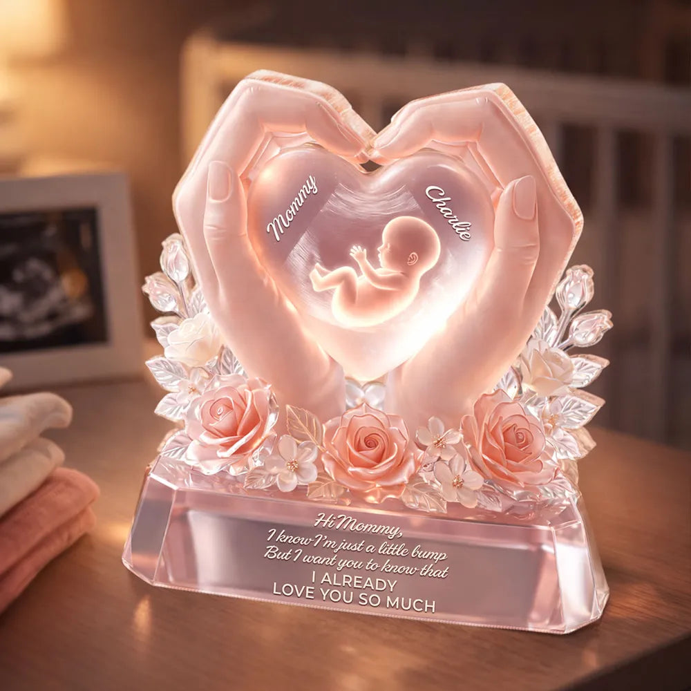 Baby Bump Love Mother - Personalized Acrylic Block Plaque - Heartfelt Gift For Mom