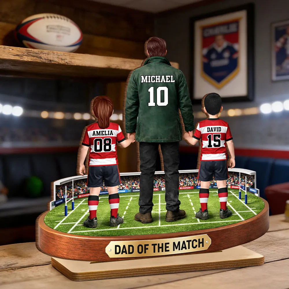 Dad Of The Match Rugby - Personalised Wooden Plaque - Gift For Rugby Dad