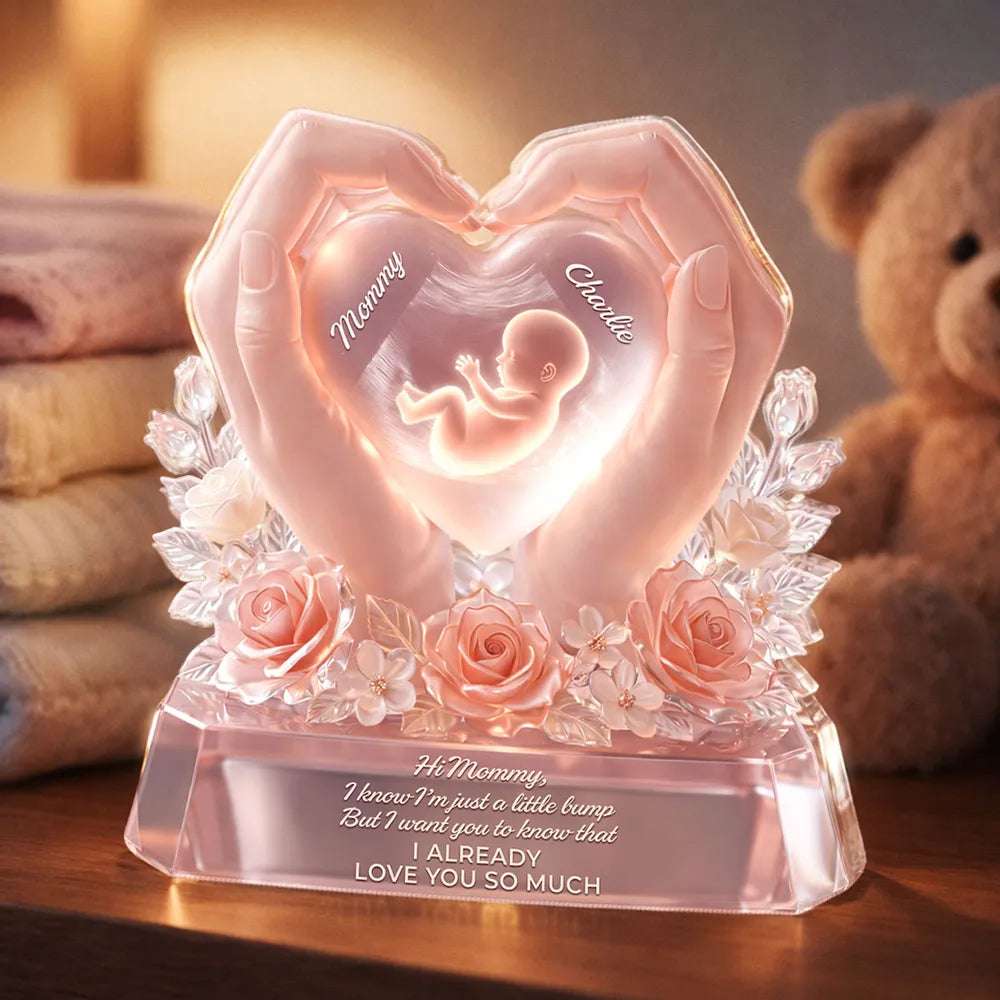 Baby Bump Love Mother - Personalized Acrylic Block Plaque - Heartfelt Gift For Mom
