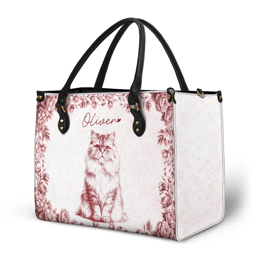Custom Photo Pencil Sketch Family Dog Cat Portrait - Personalized Leather Bag