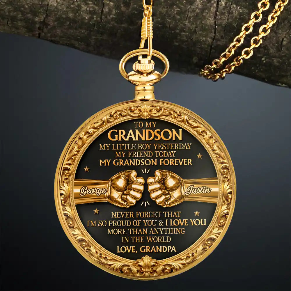 3D Metal Effect My Son Forever - Personalized Pocket Watch