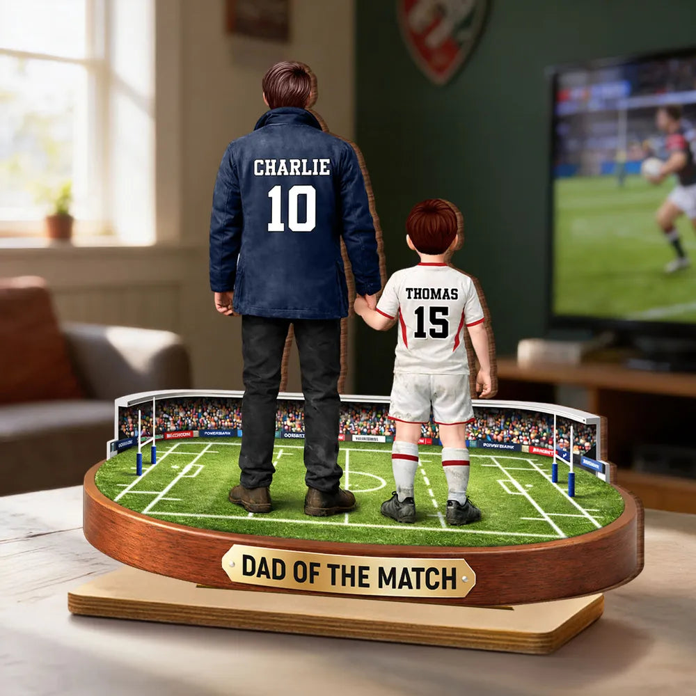 Dad Of The Match Rugby - Personalised Wooden Plaque - Gift For Rugby Dad