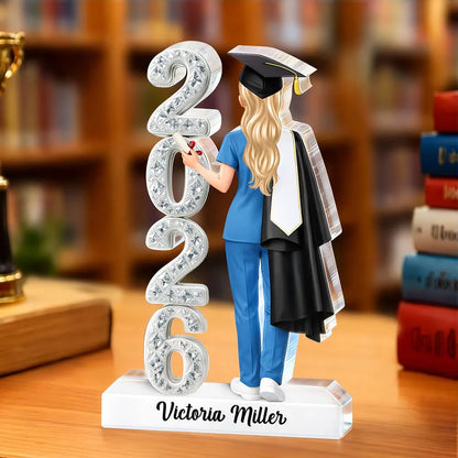 Nurse Senior 3D Crystal Effect 2026 - Personalized Acrylic Block Plaque - Graduation Gift For Seniors, Daughter, Son, Grandkids