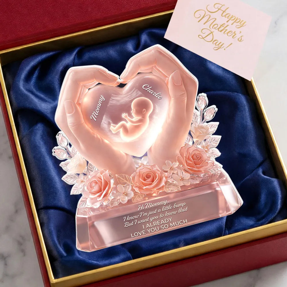 Baby Bump Love Mother - Personalized Acrylic Block Plaque - Heartfelt Gift For Mom