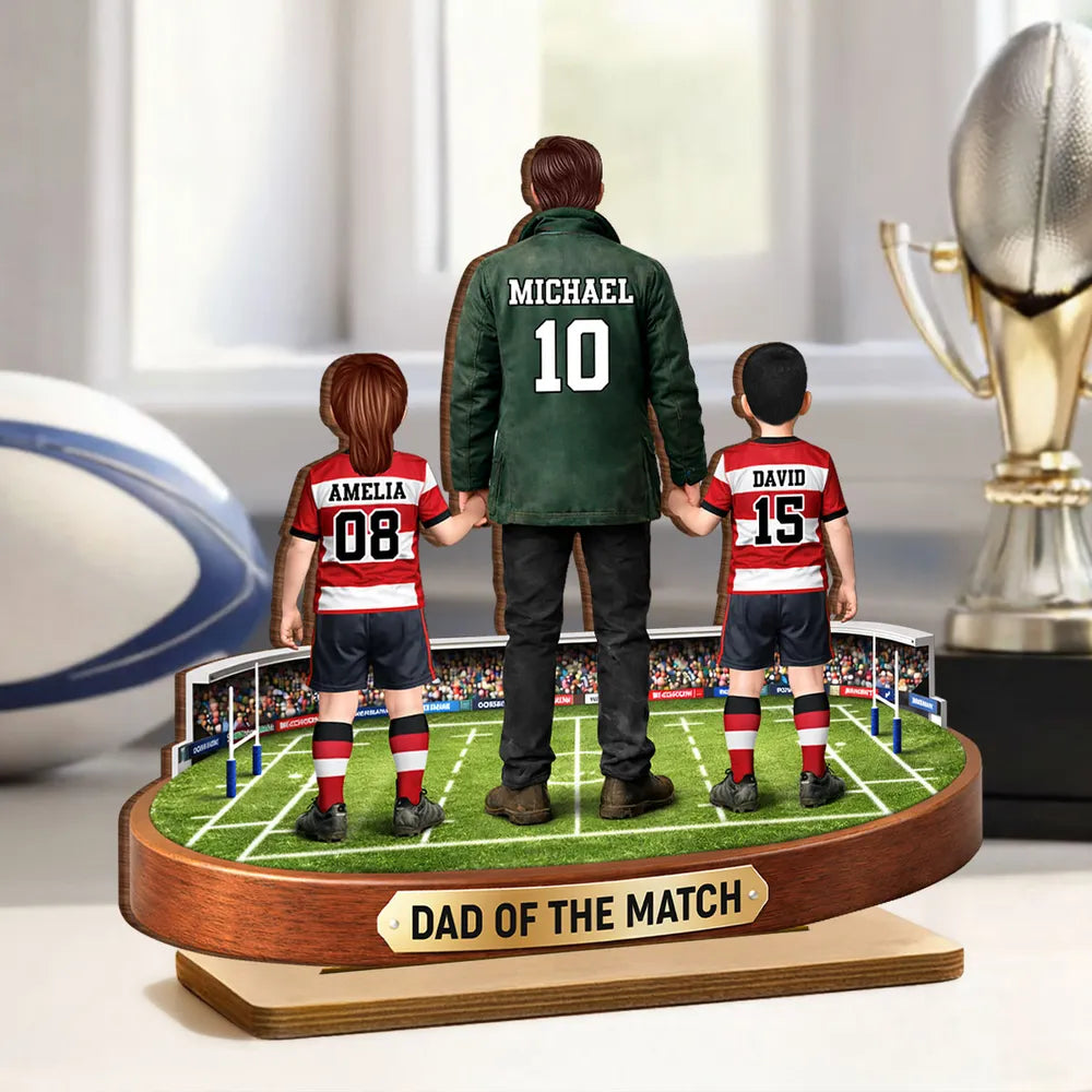 Dad Of The Match Rugby - Personalised Wooden Plaque - Gift For Rugby Dad