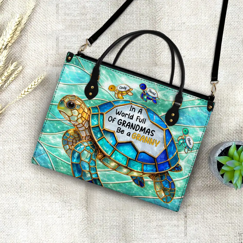 Turtle In The World Full Of Grandmas - Personalized Leather Bag