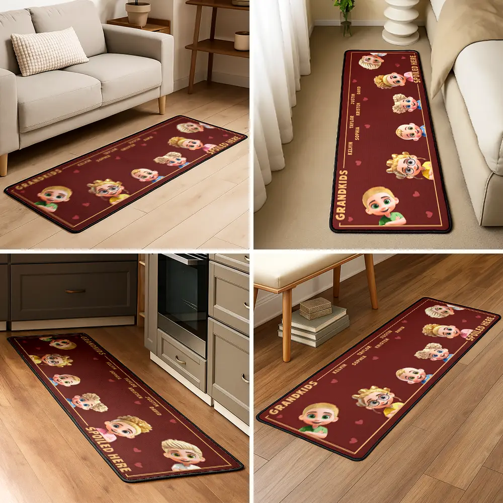 3D Effect Grandkids Spoiled Here - Personalized Runner Rug