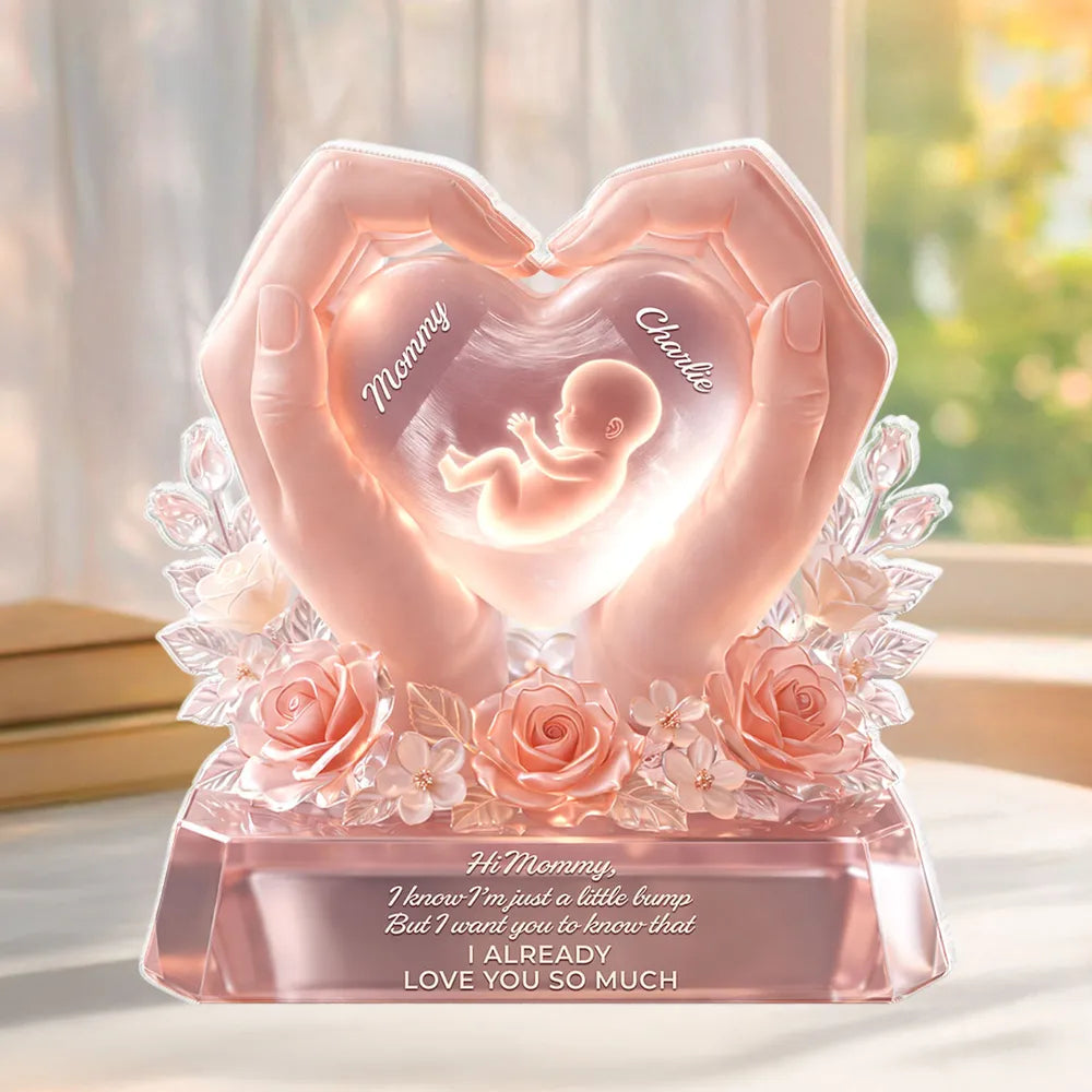 Baby Bump Love Mother - Personalized Acrylic Block Plaque - Heartfelt Gift For Mom