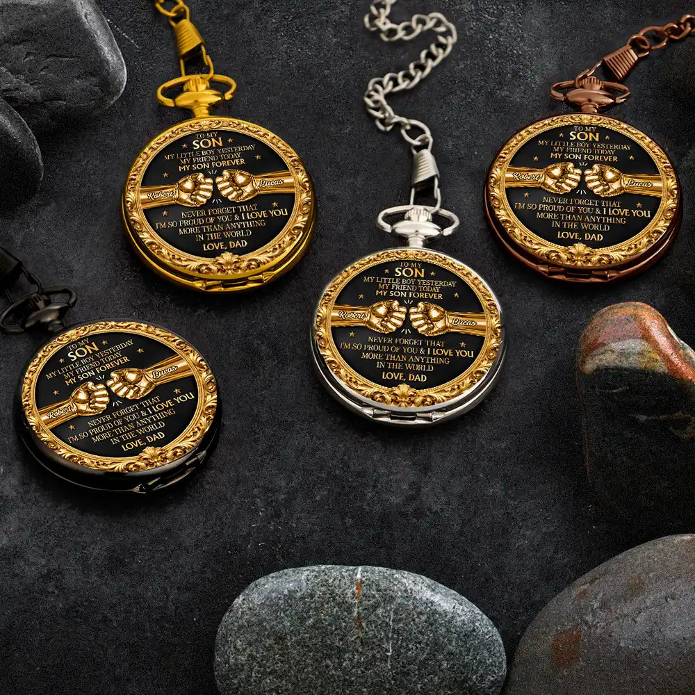3D Metal Effect My Son Forever - Personalized Pocket Watch