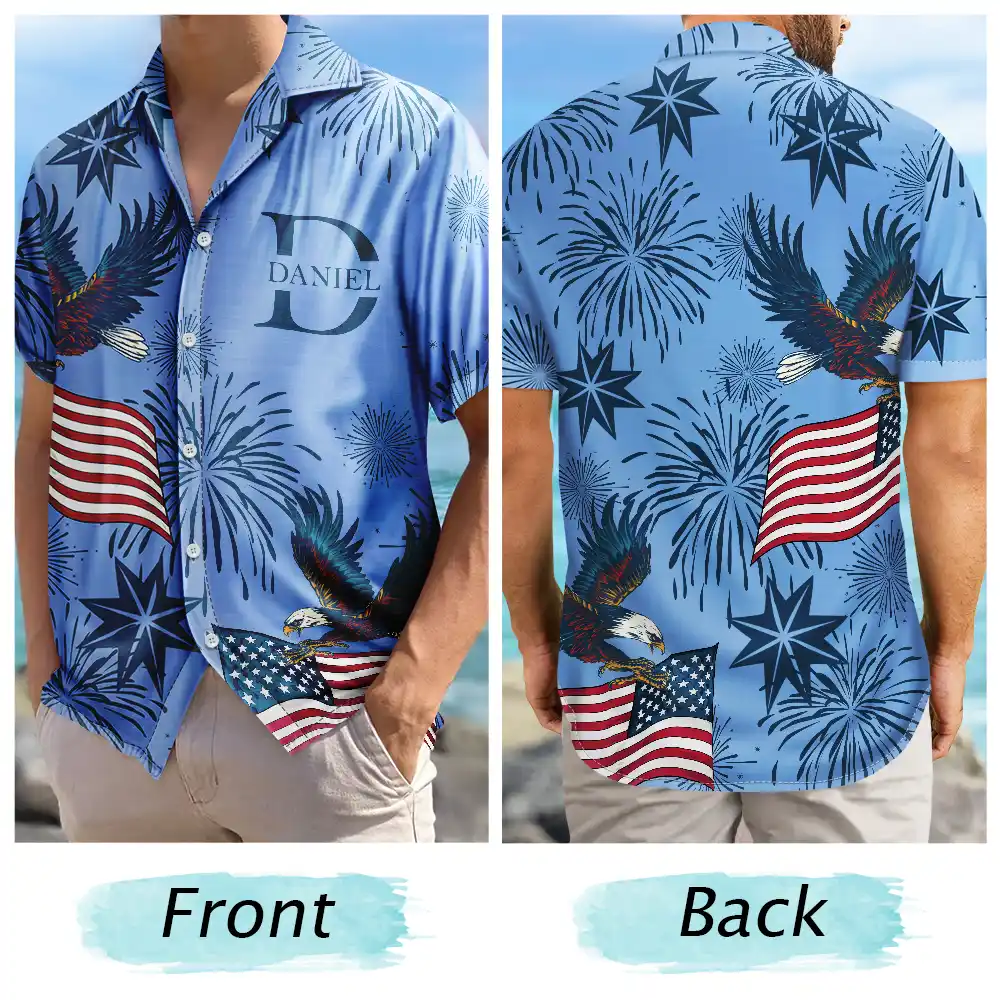 America 250 Anniversary Eagle USA Flag Custom Name - Personalized Hawaiian Shirt