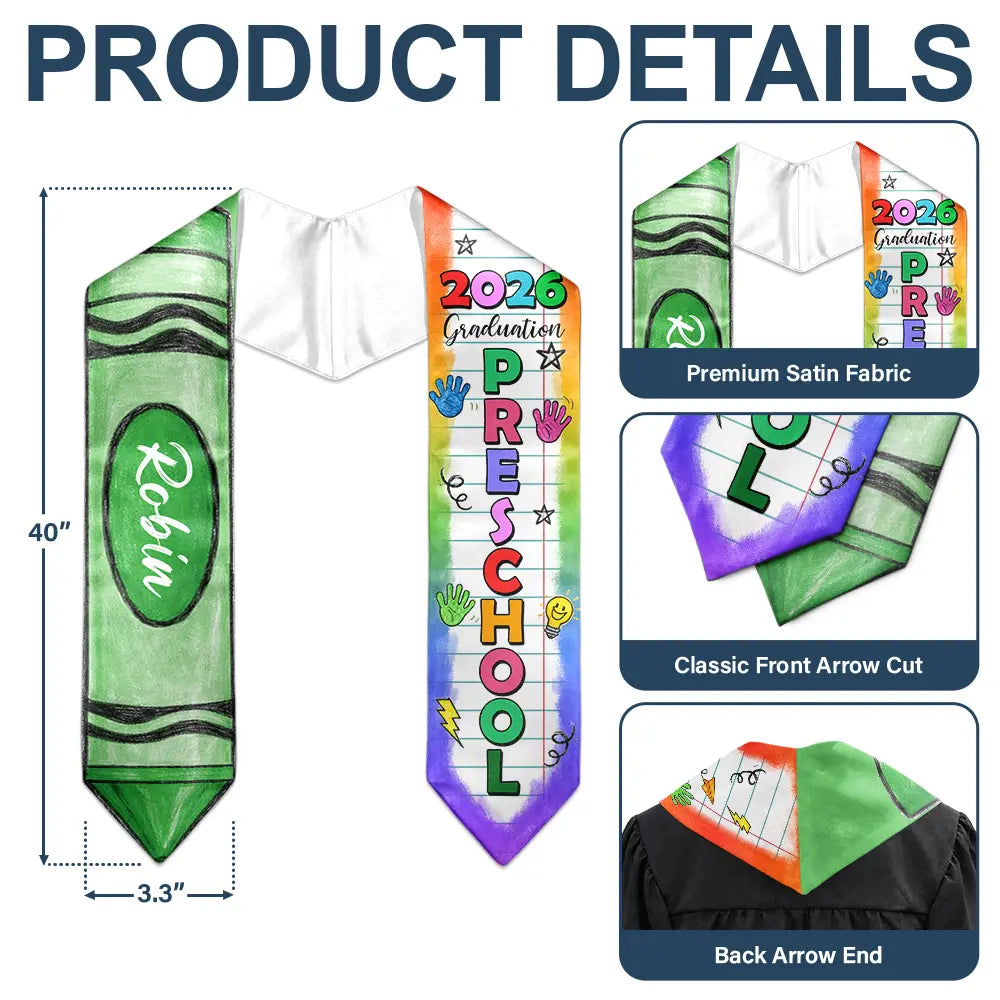 Kid Crayon Graduation - Personalized Kid Graduation Stole