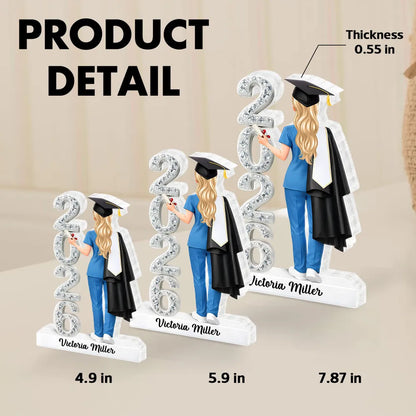 Nurse Senior 3D Crystal Effect 2026 - Personalized Acrylic Block Plaque - Graduation Gift For Seniors, Daughter, Son, Grandkids