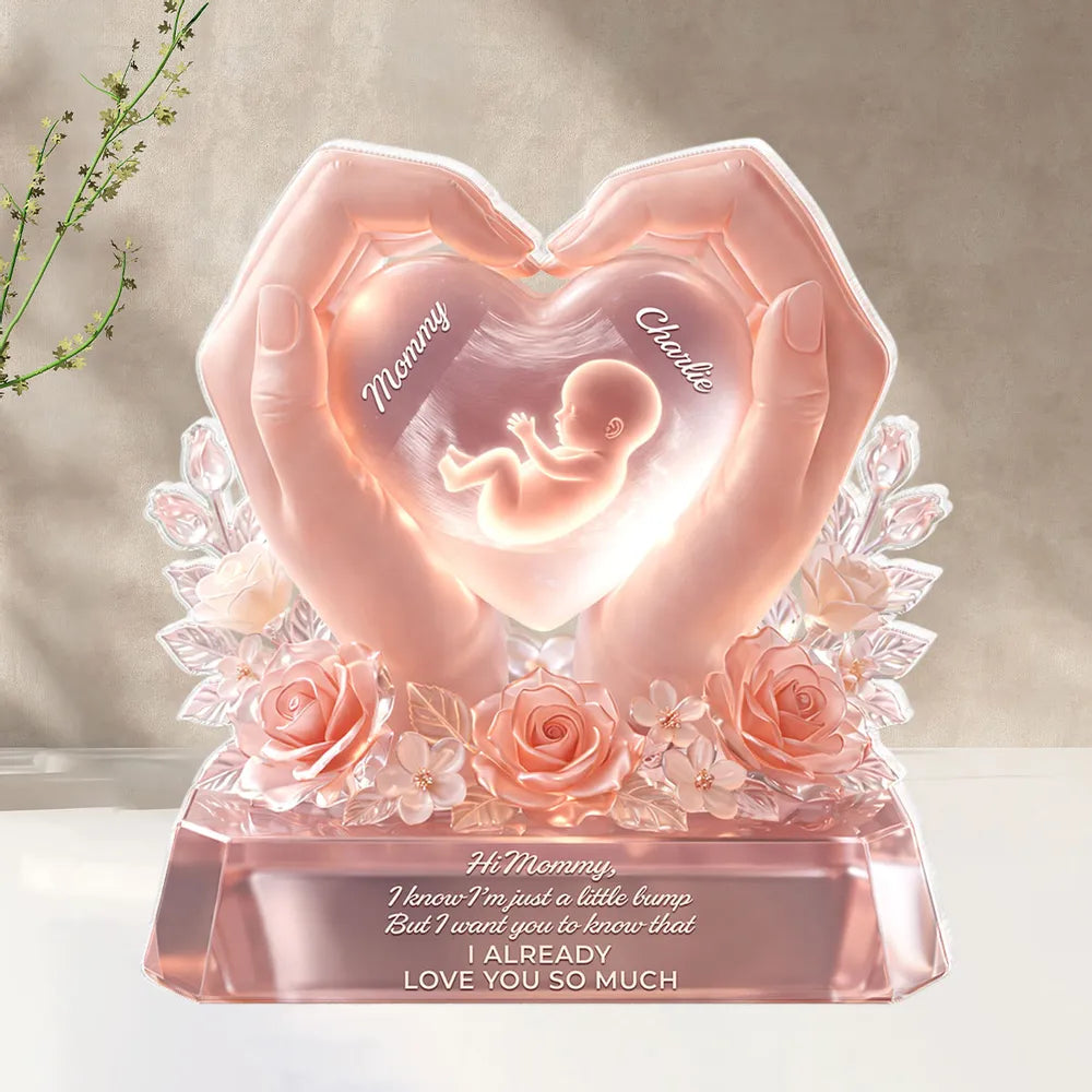 Baby Bump Love Mother - Personalized Acrylic Block Plaque - Heartfelt Gift For Mom