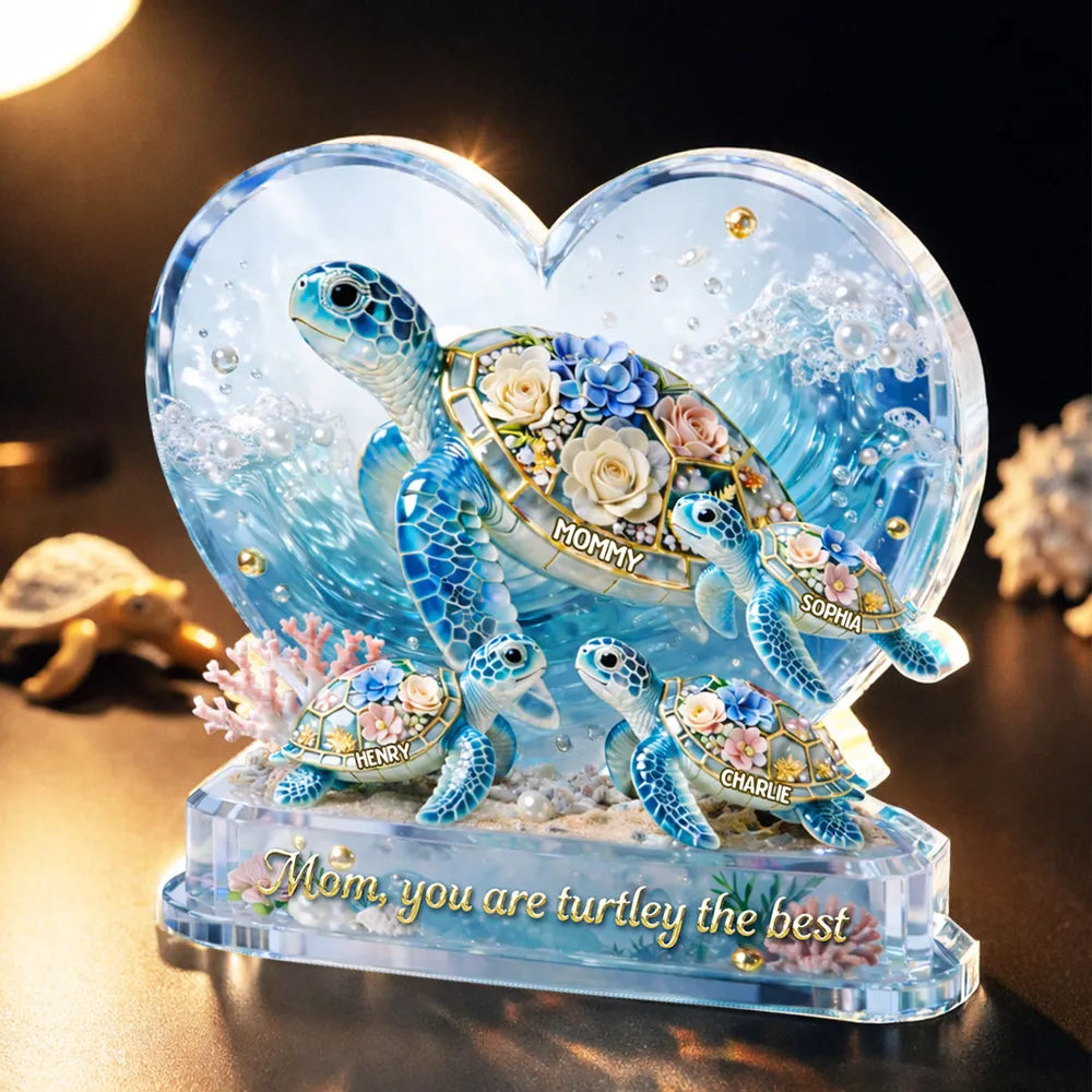 Mom You Are Turtley The Best - Personalized Acrylic Block Plaque - Gift For Mom, Grandma