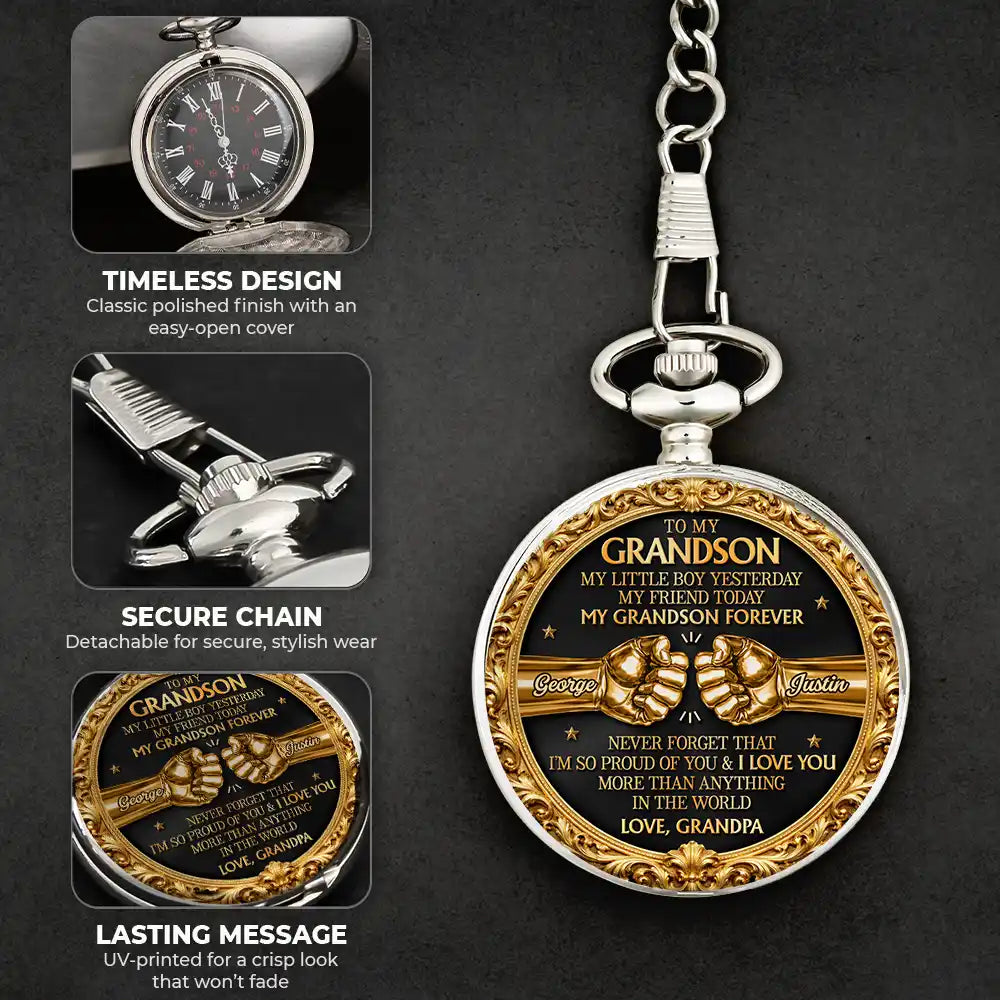 3D Metal Effect My Son Forever - Personalized Pocket Watch