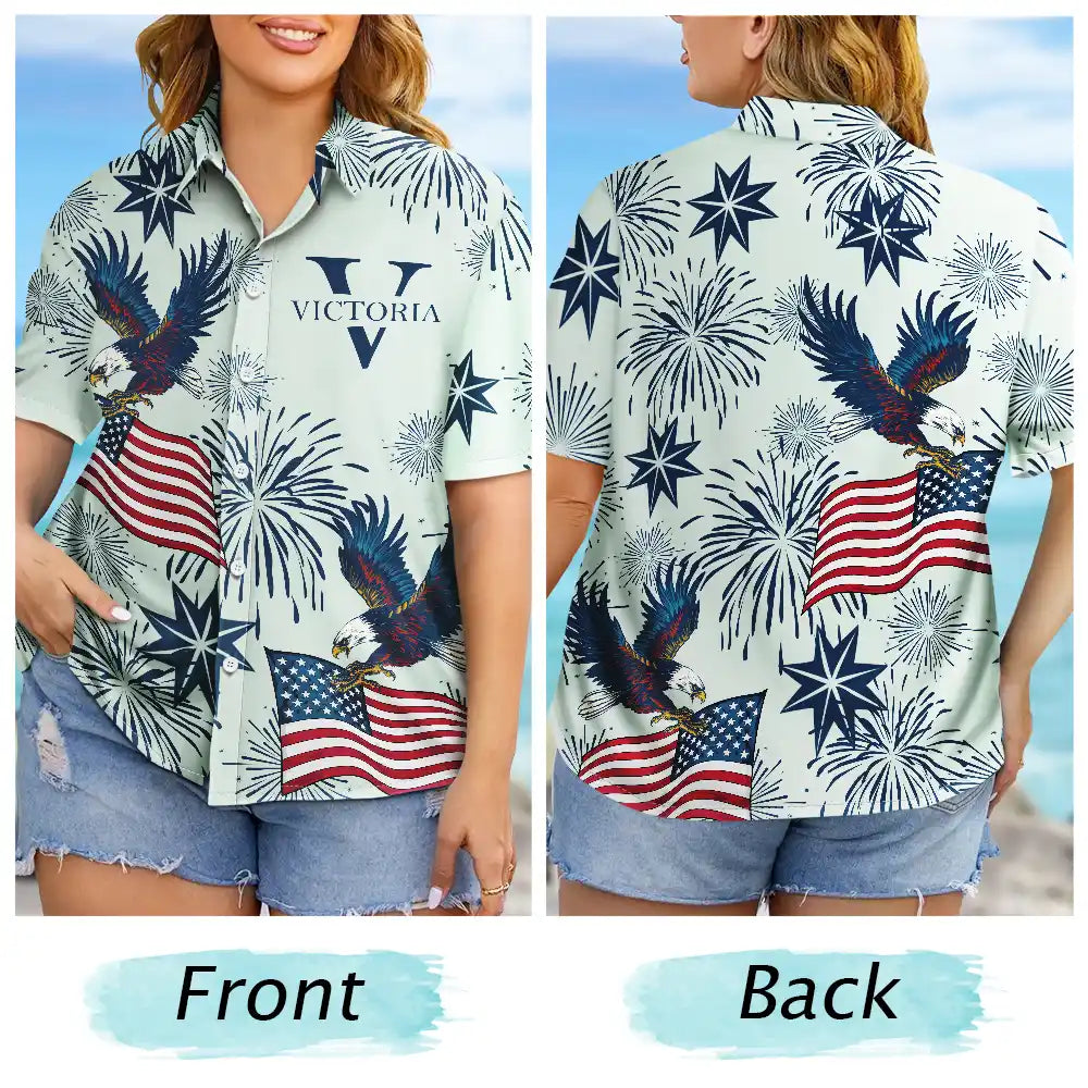 America 250 Anniversary Eagle USA Flag Custom Name - Personalized Hawaiian Shirt