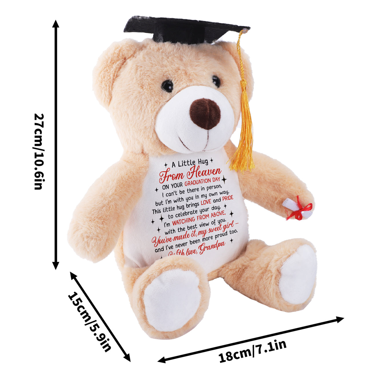A Little Hug From Heaven - Personalized Graduation Teddy Bear