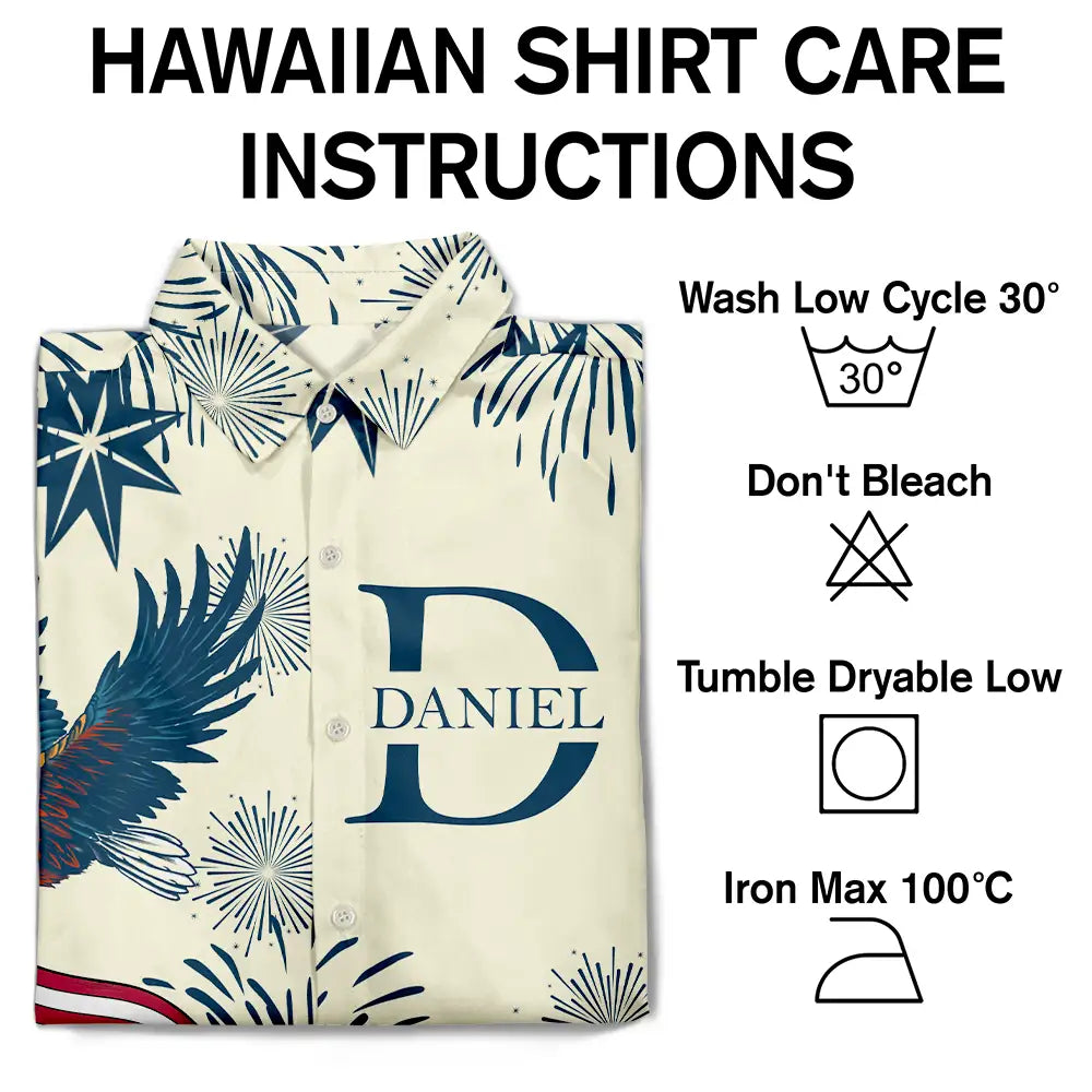 America 250 Anniversary Eagle USA Flag Custom Name - Personalized Hawaiian Shirt