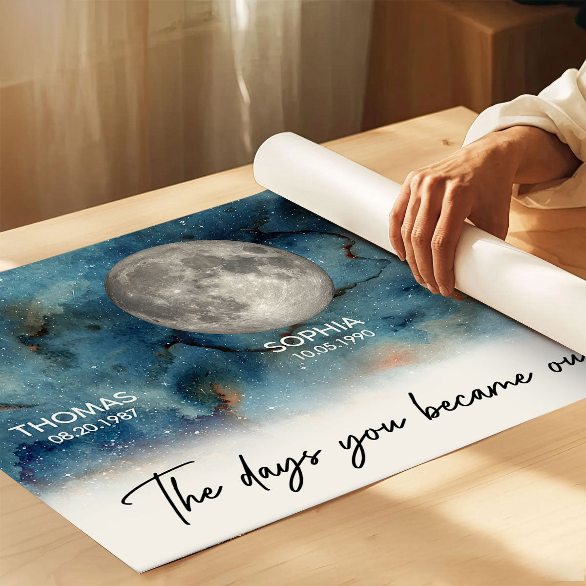 Gradient Galaxy Custom Birth Moon Phase The Days You Became Our Mom Personalized Poster, Heartfelt 2025 Mother's Day Gift For Mom