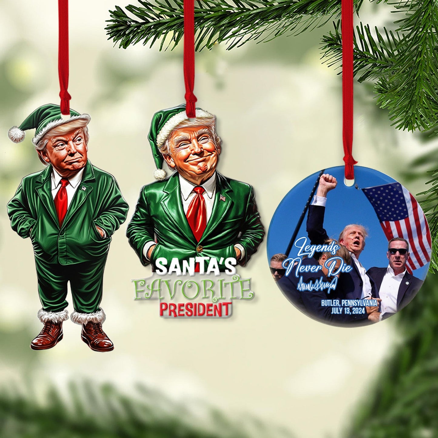 Santa's Favorite President, Christmas Trump Acrylic Ornament | Perfect for Car & Christmas Tree Decor T1556 - GOP