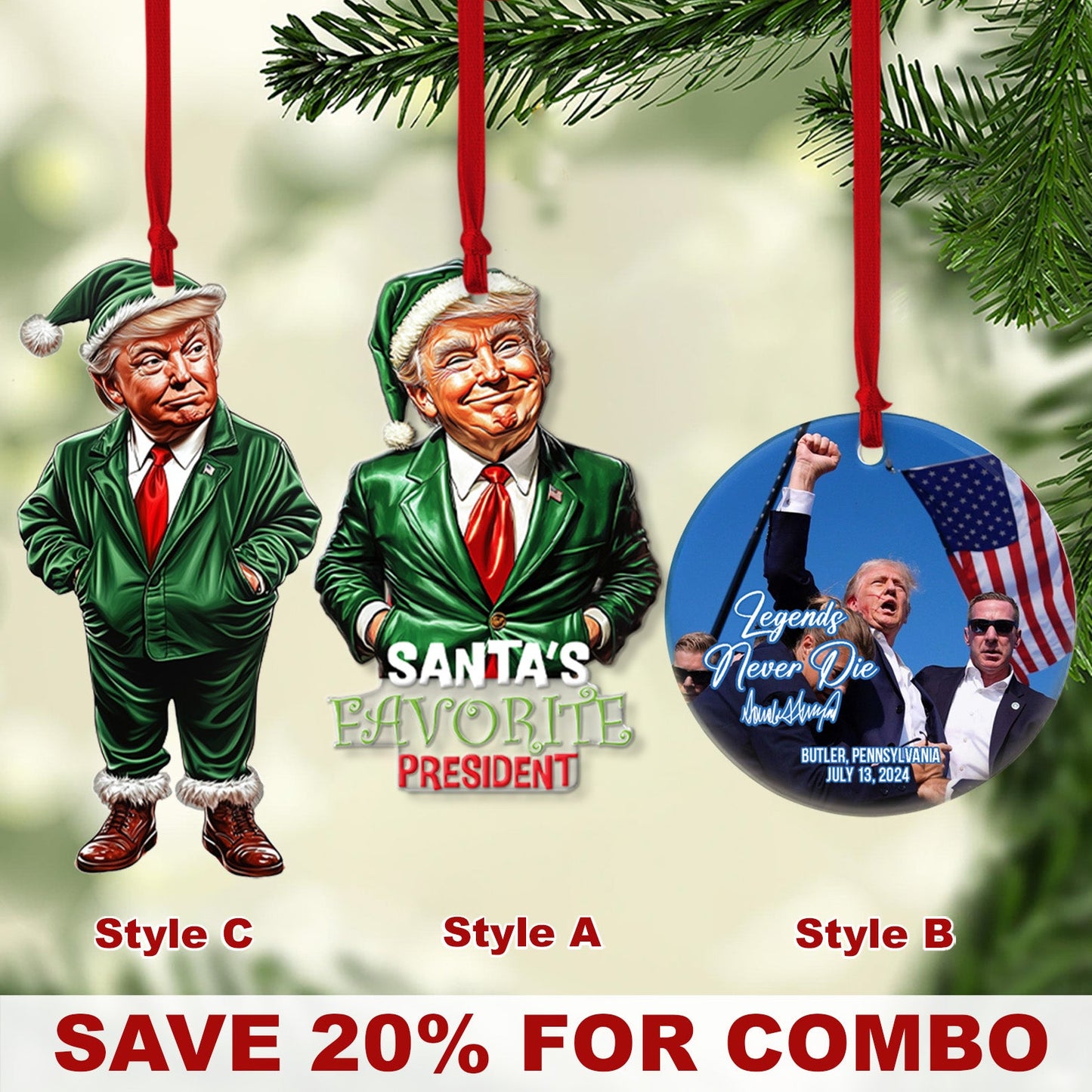 Santa's Favorite President, Christmas Trump Acrylic Ornament | Perfect for Car & Christmas Tree Decor T1556 - GOP