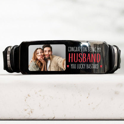 Couple - Congrats On Being My Husband/ Boyfriend - Personalized Photo Bracelet - The Next Custom Gift