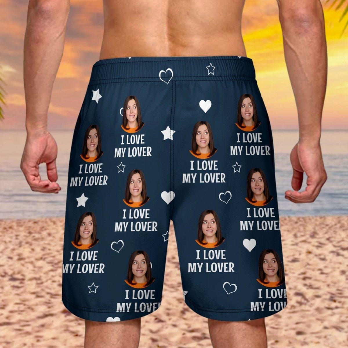 Couple - Custom Photo Funny I Love My Wife - Personalized Unisex Beach Shorts - The Next Custom Gift