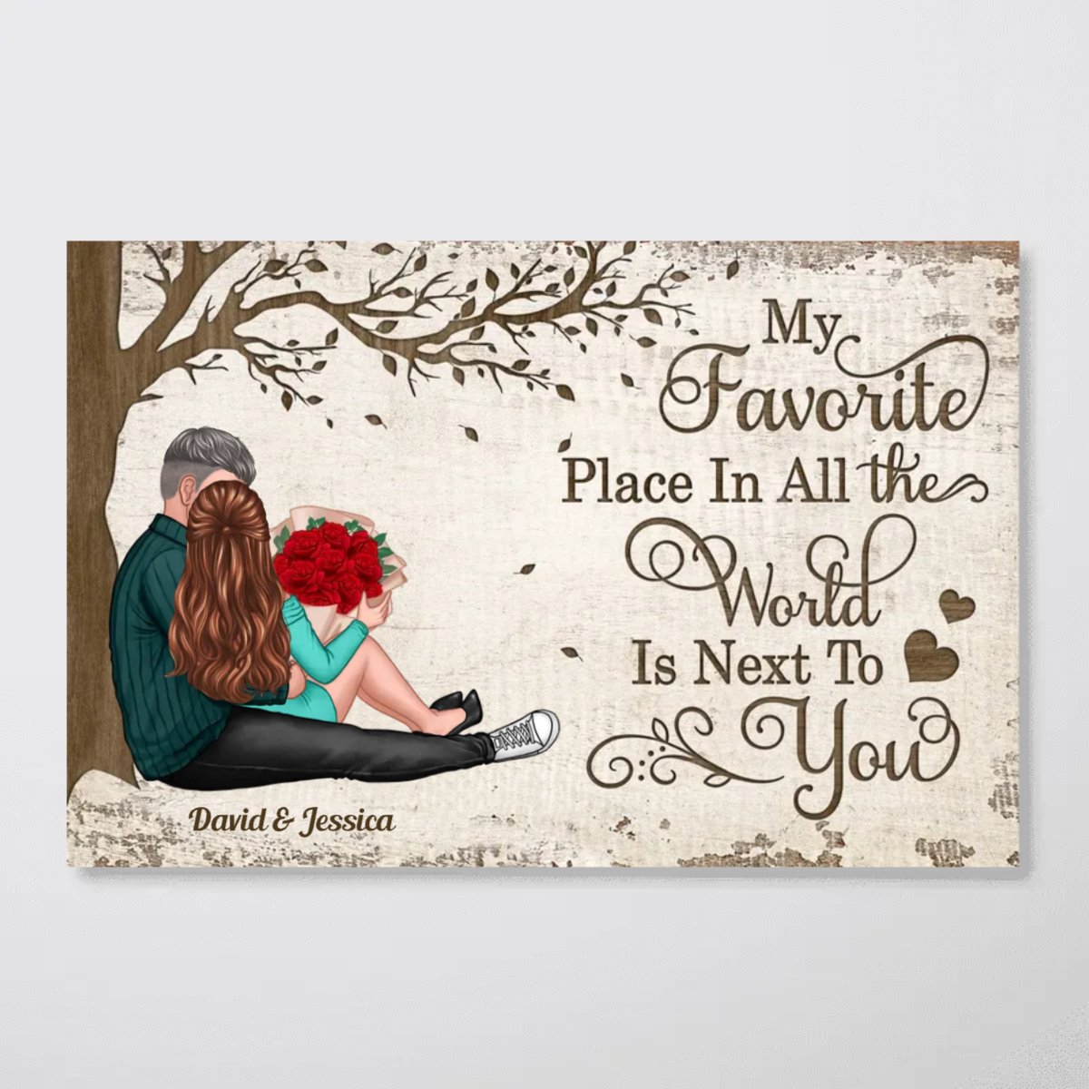 Couple - Favorite Place Next To You Couple Sitting - Personalized Canvas (TL) - The Next Custom Gift