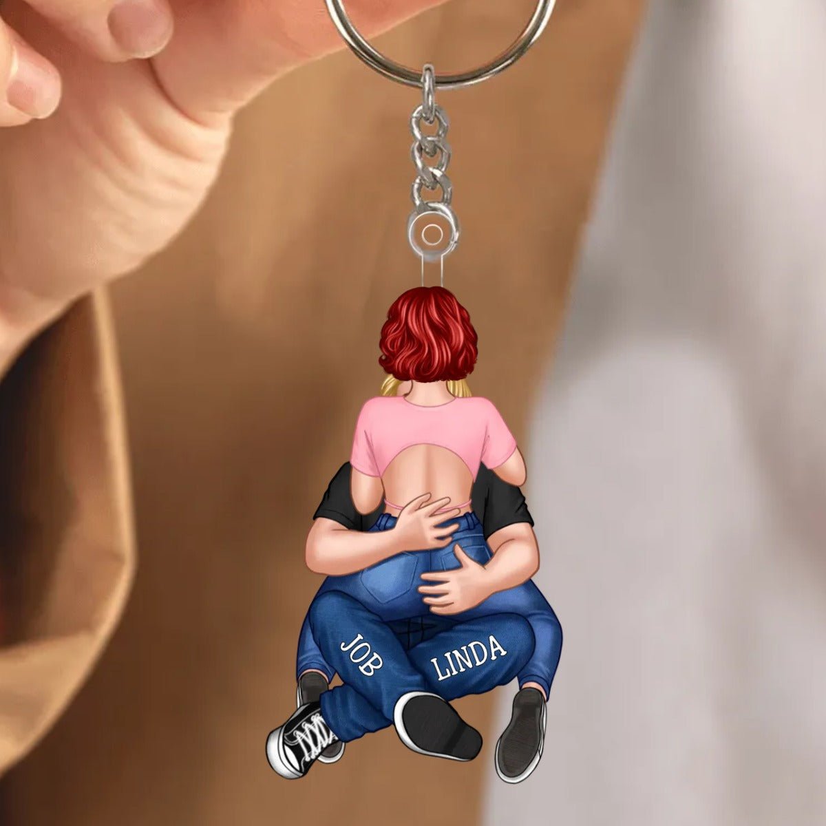 Couple - Hugging Together Couple - Personalized Acrylic Keychain - The Next Custom Gift