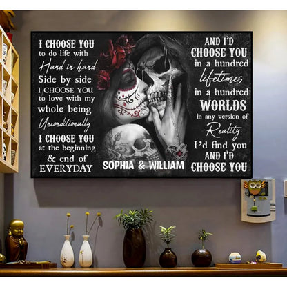 Couple - I Choose You Sugar Skull - Personalized Poster - The Next Custom Gift