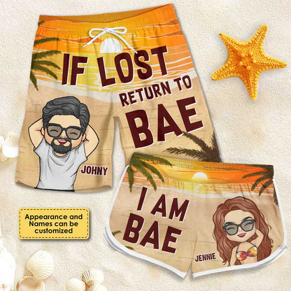 Couple - If Lost Return To Bae - Personalized Beach Short - The Next Custom Gift