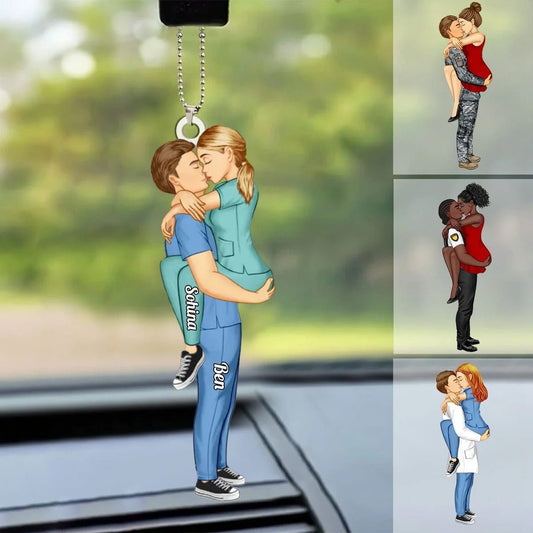 Couple - Occupation Couple Portrait - Personalized Car Ornament - The Next Custom Gift