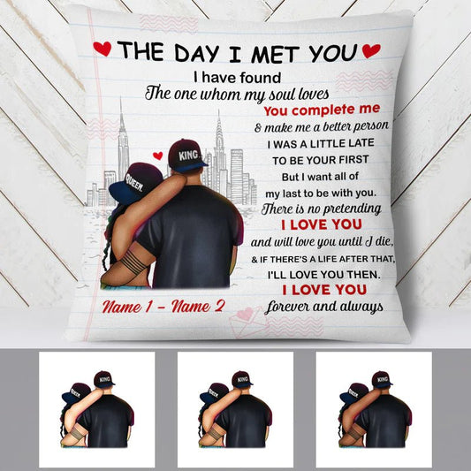 Couple - The Day I Met You Pillow - Personalized Pillow - The Next Custom Gift