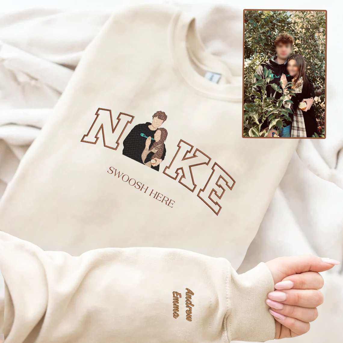 Couple - Valentine Embroidered NKE - Personalized T - shirt, Hoodie, Sweatshirt - The Next Custom Gift