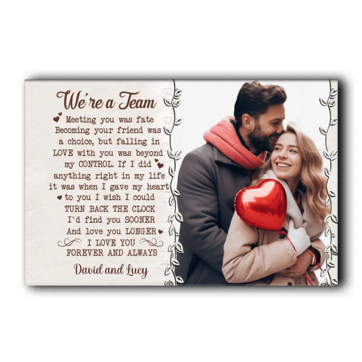 Couple - We're A Team Custom Photo - Personalized Canvas - The Next Custom Gift