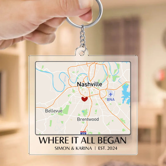 Couple - Where It All Began - Personalized Acrylic Keychain (XX) - The Next Custom Gift