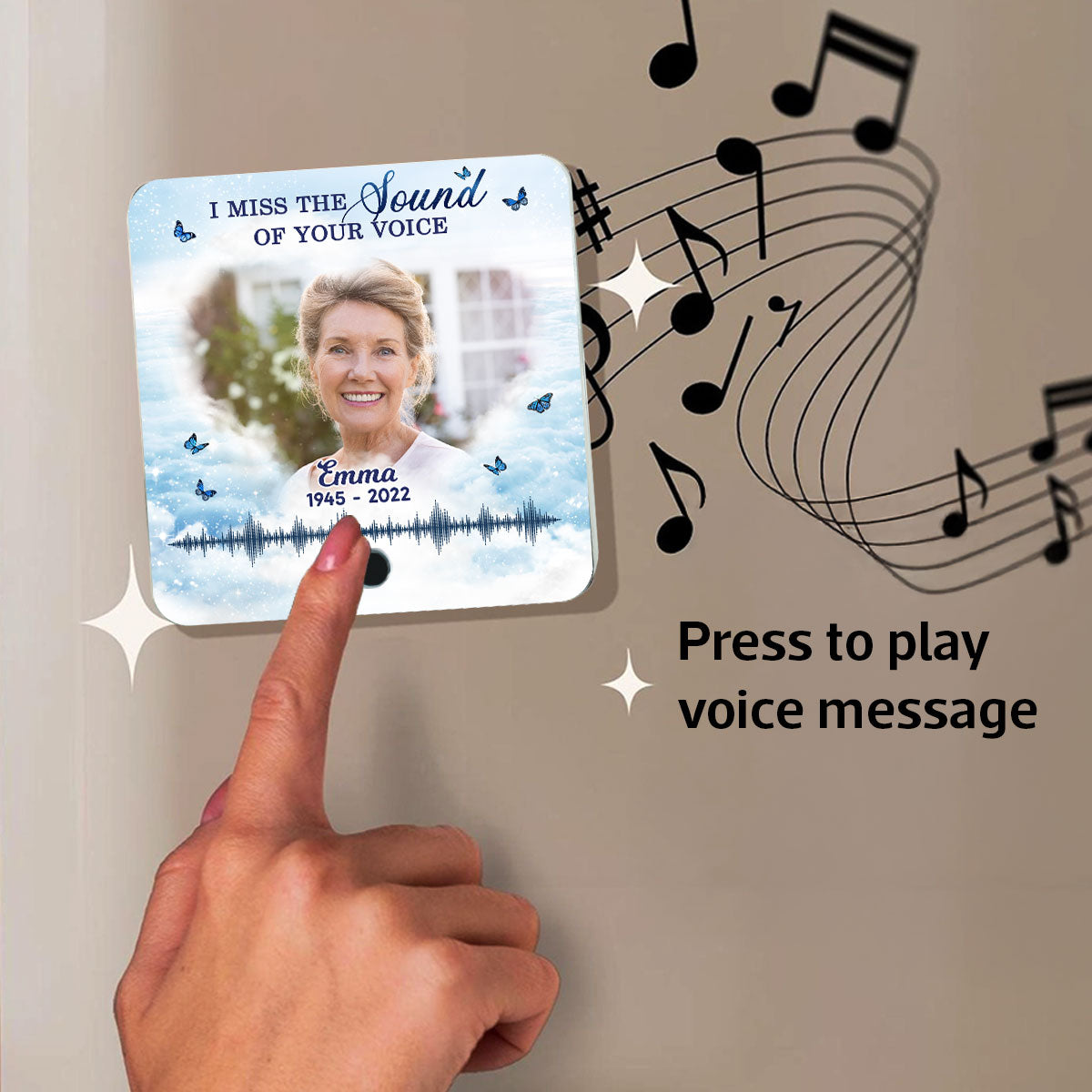 Miss The Sound Of Your Voice Memorial Photo Upload Voice Message Remembrance Keepsake Personalized Music Fridge Magnet