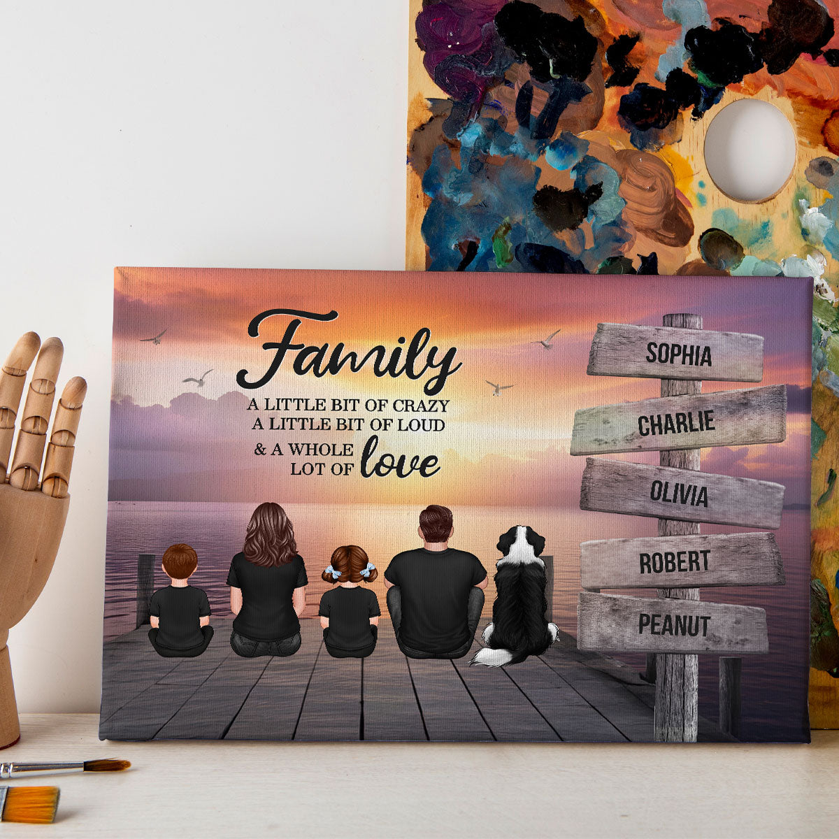 Family A Little Whole Lot of Love Sign Posts Personalized Canvas Prints, Home Decoration, Gift For Family