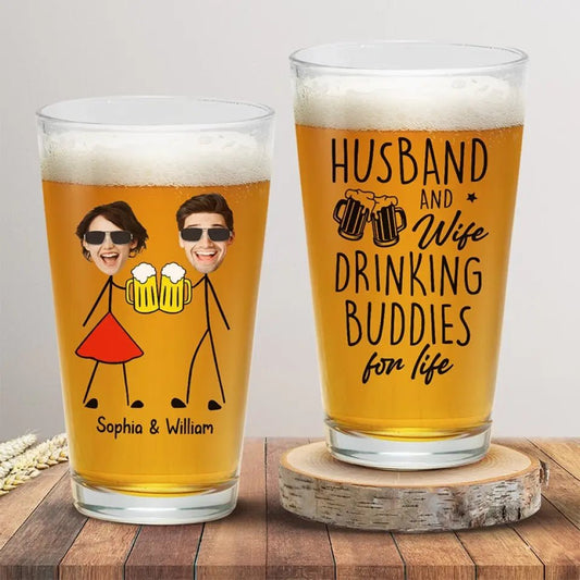 Custom Photo I Enjoy The Moments We Drink Together - Couple Personalized Custom Beer Glass - Gift For Husband Wife, Anniversary - The Next Custom Gift