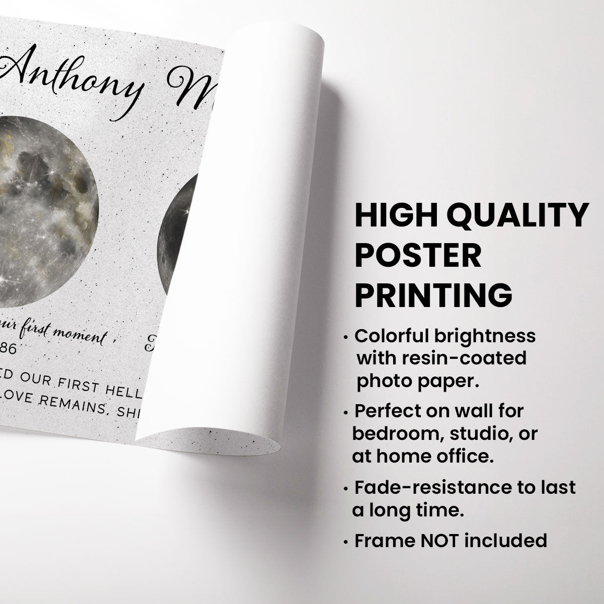 The Moon Witnessed Our First Hello And Our Hardest Goodbye Memorial Golden Dust Moon Phase Personalized Poster