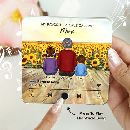 My Favorite People Call Me Nana Sunflower Field Personalized Music Fridge Magnet, Perfect Mother's Day Gift For Nana, Grandma