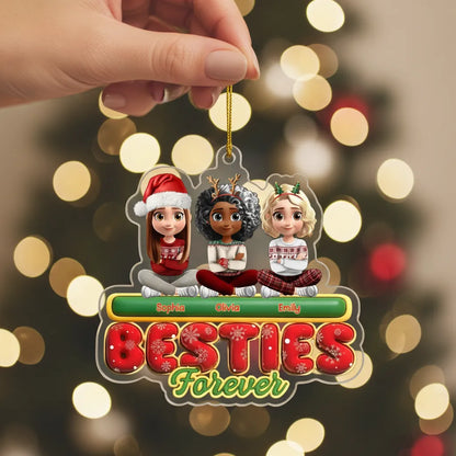 Custom Acrylic Ornament - Personalized Best Friend Christmas Birthday Gifts For Women, Besties, Sisters, BFF - Together We Shine All Season