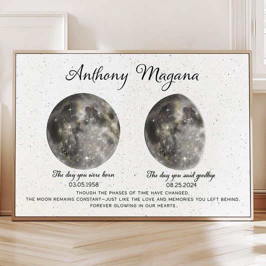 Memorial Keepsake Lost Loved One Moon Phase Art Sympathy Gift Personalized Poster