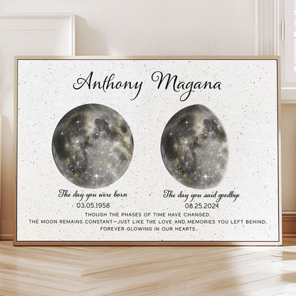 Memorial Keepsake Lost Loved One Moon Phase Art Sympathy Gift Personalized Poster