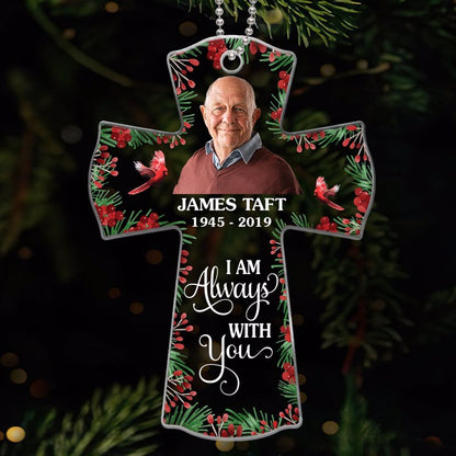 In Loving Memory Memorial Cross Personalized Photo Acrylic Ornament